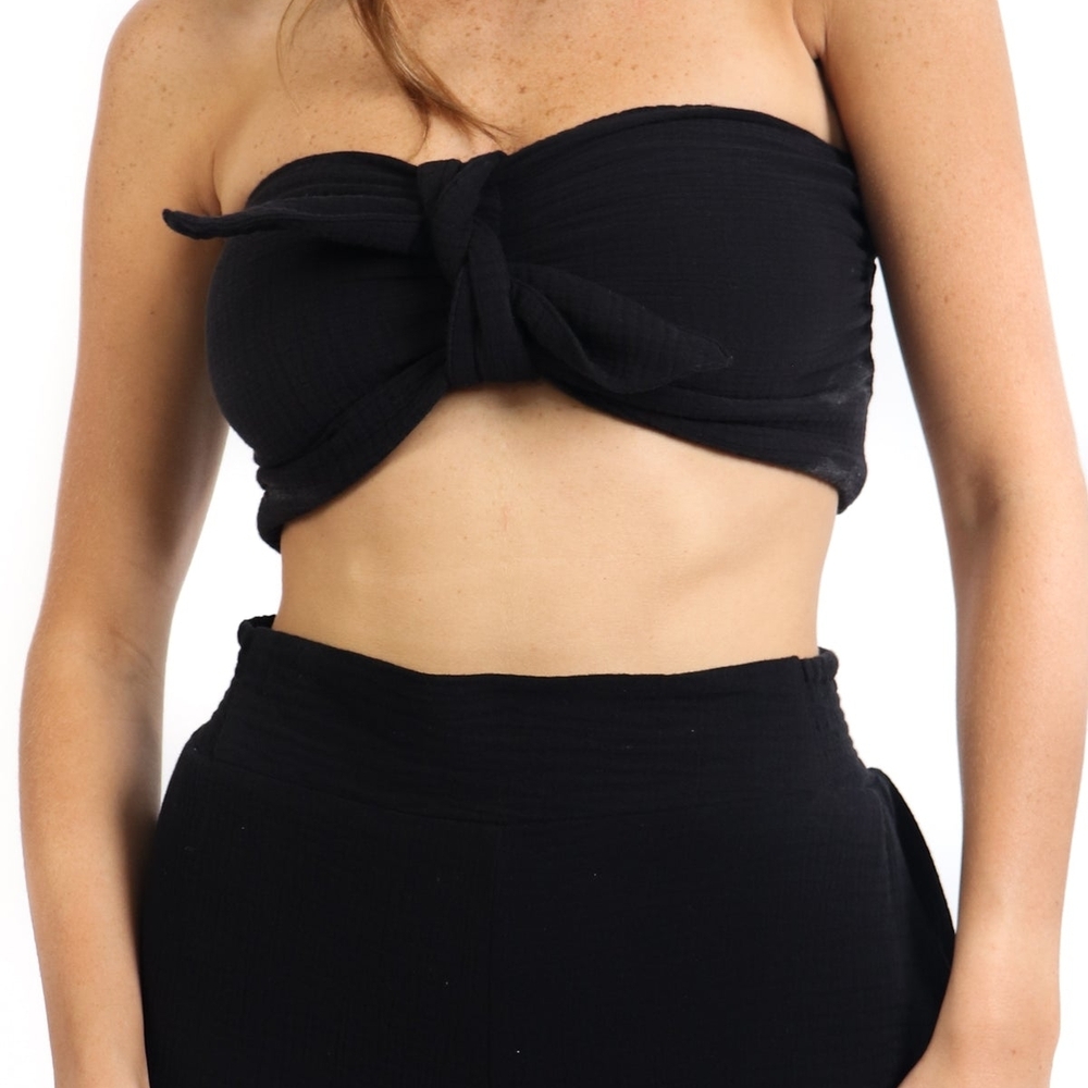 NEW JLuxLabel Black Strapless Bandue Top  Womens Small